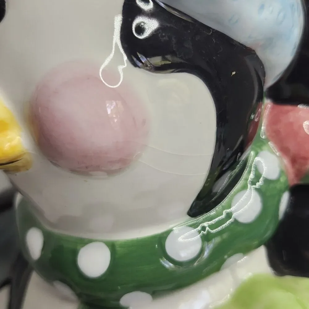 Holiday Penguin Family Ceramic Cookie Jar Christmas Mercuries  12